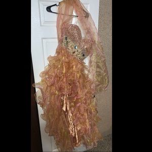 Let’s Fashion High-Low Prom/Homecoming Dress w Scarf (Size Small)